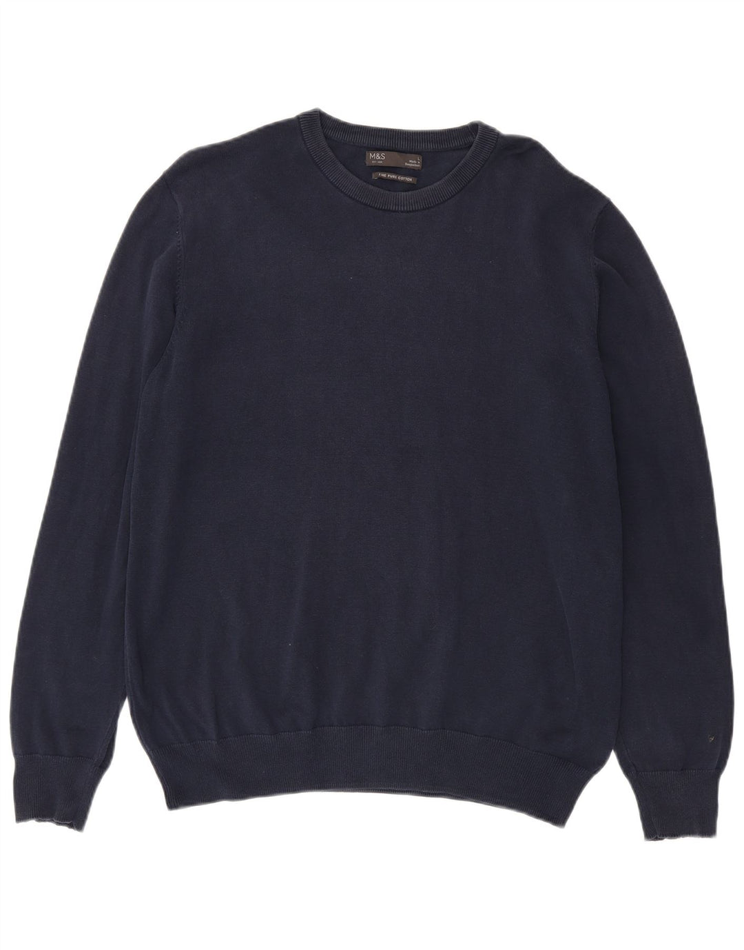 Marks & Spencer - Jersey de cuello redondo para hombre, talla grande, algodón azul marino