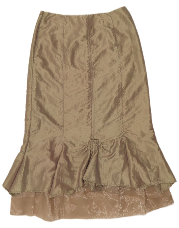 SASHA Falda maxi trompeta para mujer US 12 grande W32 nailon dorado