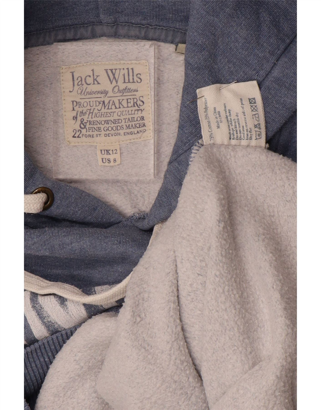JACK WILLS Jersey con capucha para mujer UK 12 Medium Azul marino