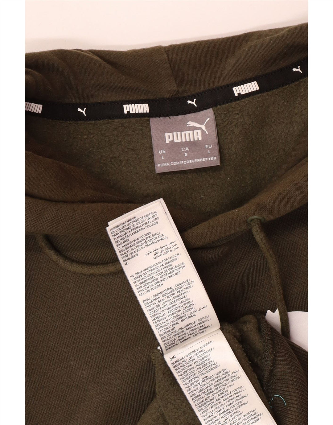 PUMA Jersey con capucha gráfica para hombre, tamaño grande, algodón caqui