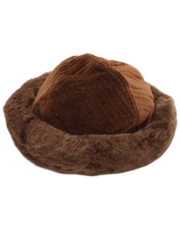 Vintage mujer pana cubo sombrero grande marrón