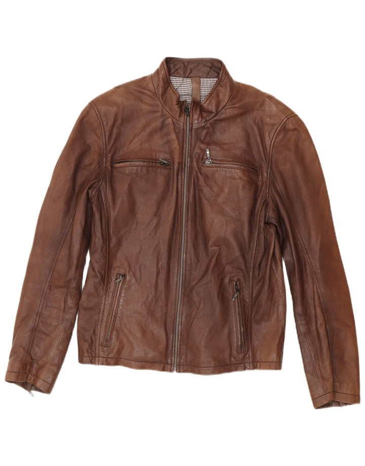 Conbipel Chaqueta Biker De Cuero Para Hombre IT 48 Piel De Cordero Marrón Medio