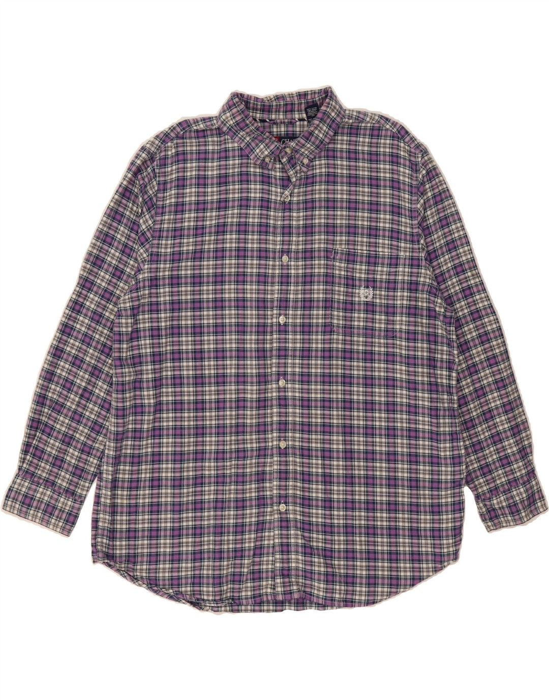 CHAPS Mens Flannel Shirt XL Purple Check Cotton Vintage Chaps and Second-Hand Chaps from Messina Hembry 