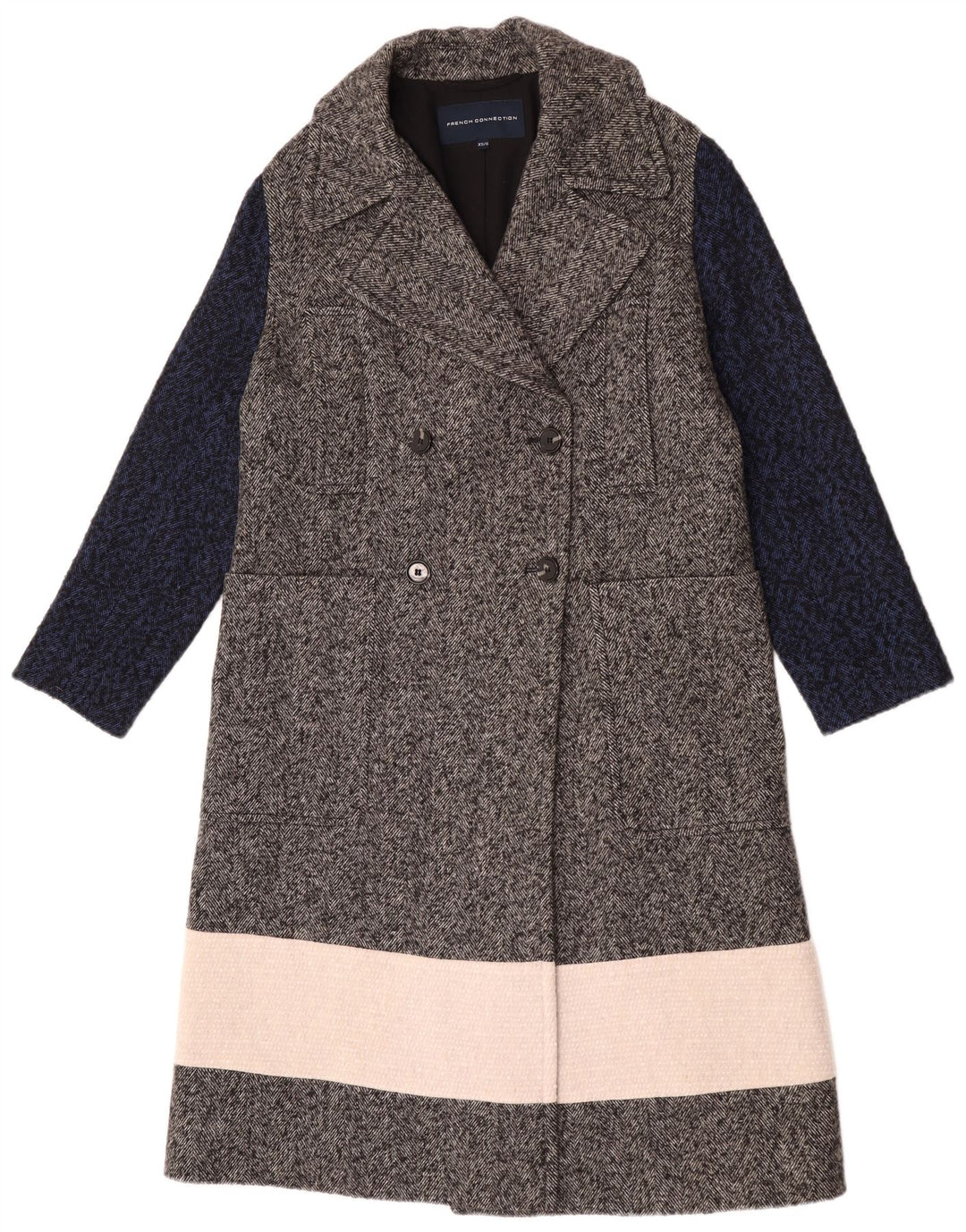 French Connection Abrigo cruzado para mujer UK 6 XS Bloque de color gris