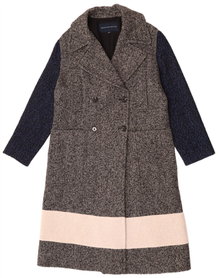 French Connection Abrigo cruzado para mujer UK 6 XS Bloque de color gris