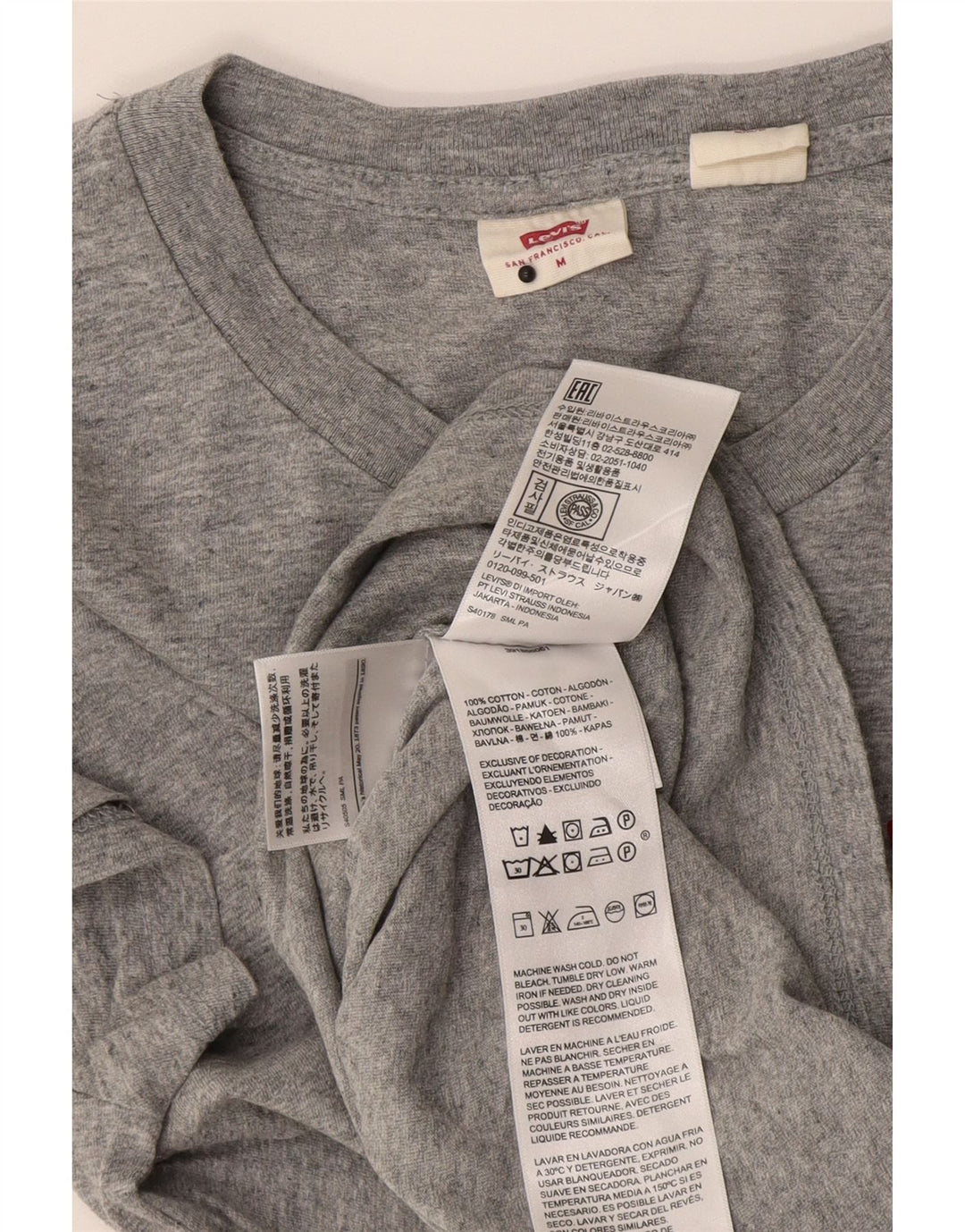 Levi's Camiseta para mujer Top UK 12 Algodón moteado gris medio