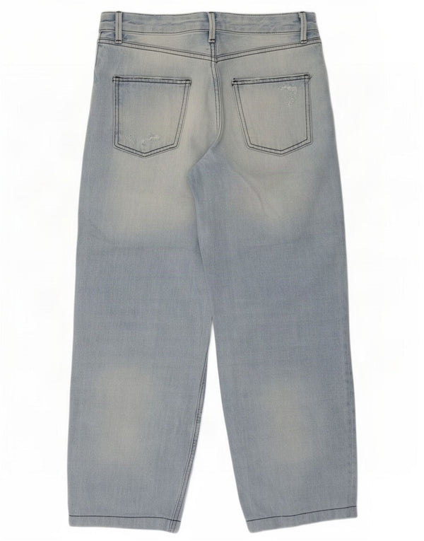 Zara Jeans Sueltos Desgastados De Cintura Alta Para Mujer EU 38 Small W28 L26 Azul