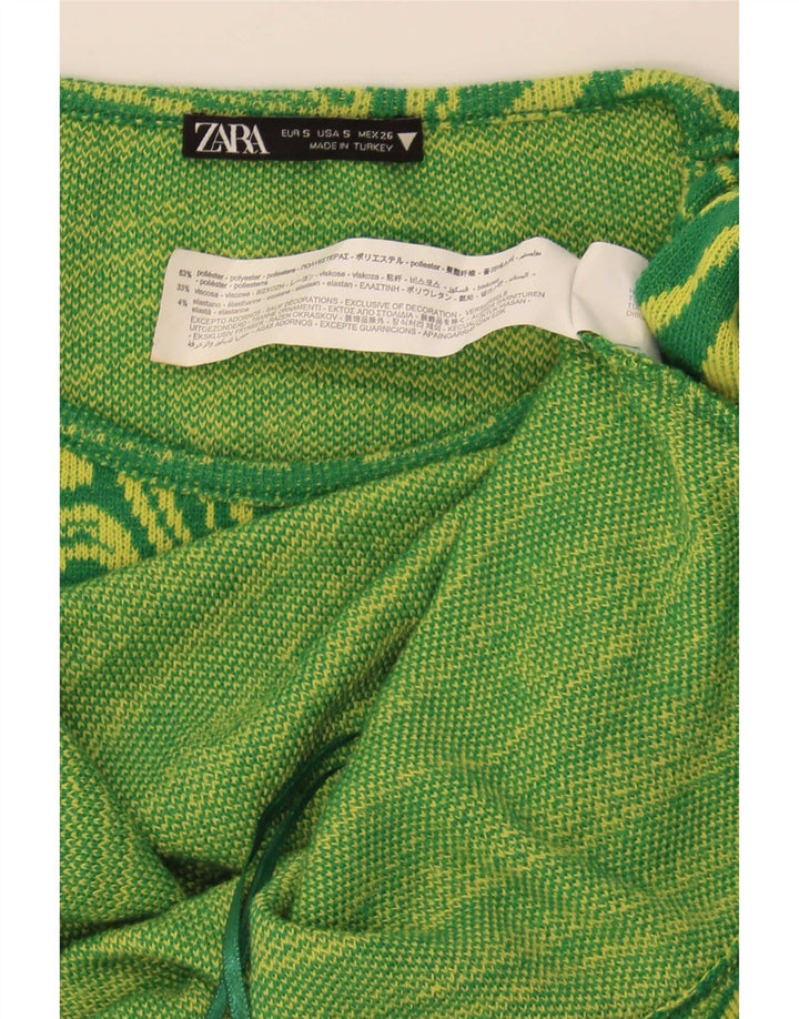 Zara Vestido Ajustado Con Recortes Y Estampado Abstracto Para Mujer UK 8 Small Verde