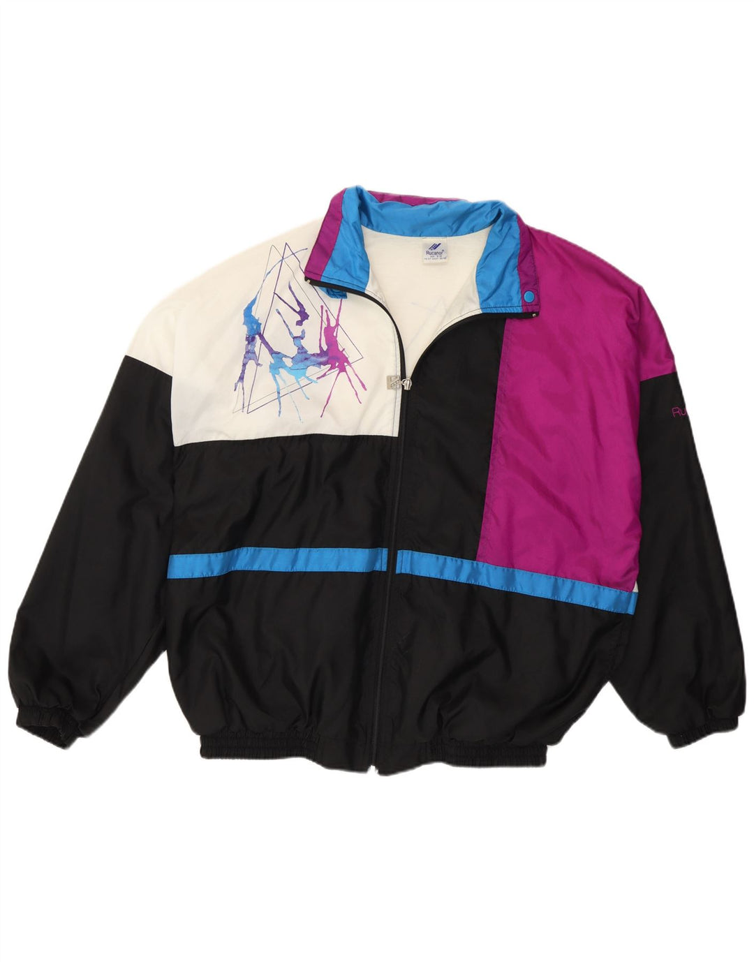 Rucanor Chaqueta superior de chándal con gráfico para hombre UK 38/40 Medium Black Colourblock