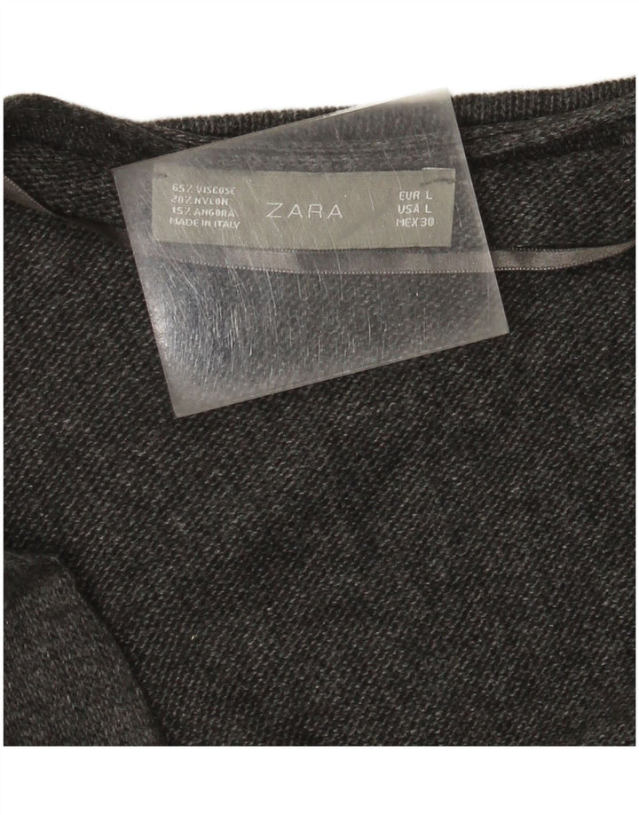Zara Mujer Cárdigan Suéter UK 44 Grande Viscosa Gris