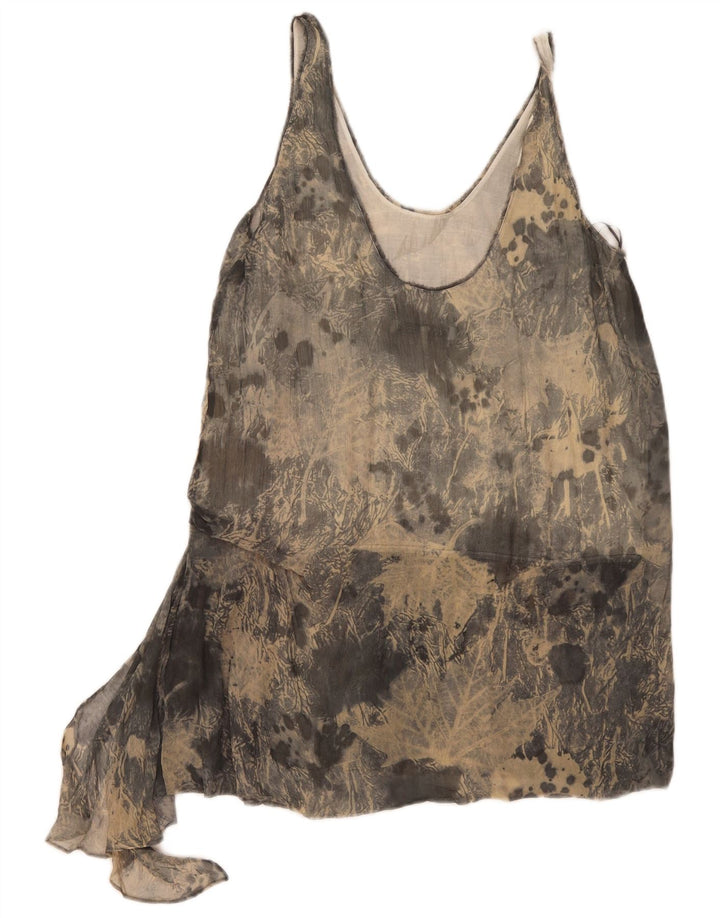 Zara Top Túnica Asimétrico Sin Mangas para Mujer UK 42 Gris Medio Tie Dye