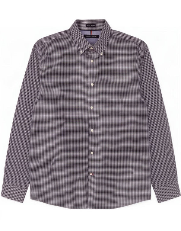 Tommy Hilfiger Camisa Slim Fit para Hombre Talla 16 1/2 Grande Azul Marino Gingham