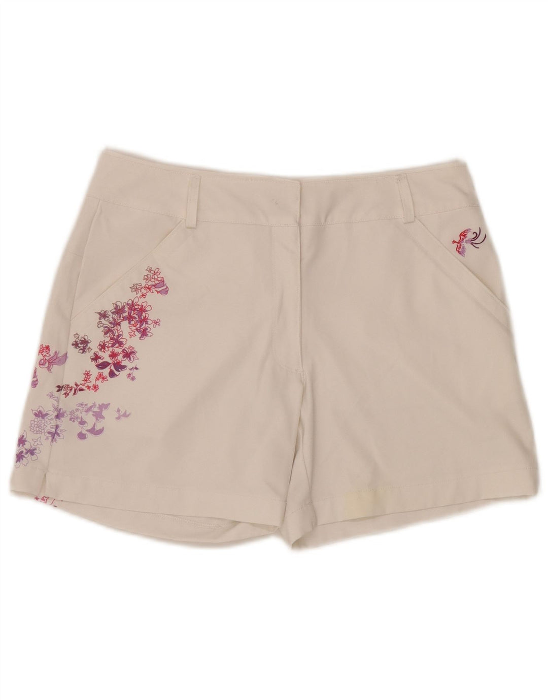 Nike Golf Graphic Chino Shorts para Mujer Pequeño W28 Poliéster Floral Blanco