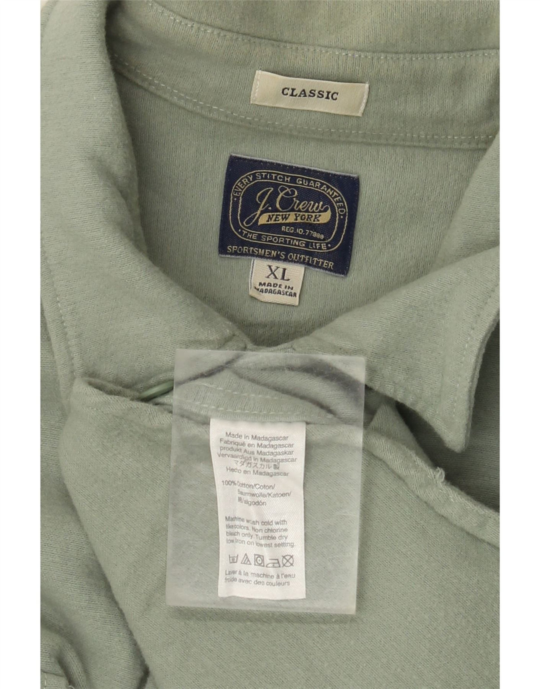 J. CREW Camisa clásica de franela para hombre XL Algodón verde