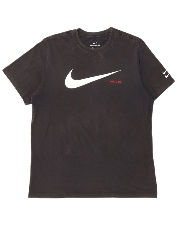 Nike - Camiseta con gráfico Swoosh para hombre, talla grande, algodón negro
