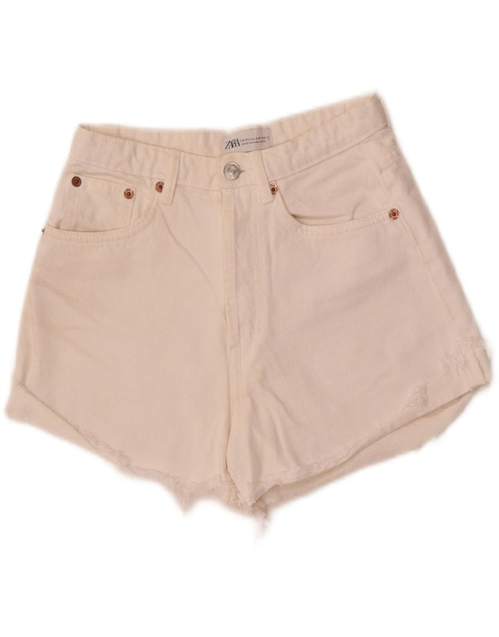 ZARA Womens Denim Shorts EU 34 2XS W24 White Vintage Zara and Second-Hand Zara from Messina Hembry 