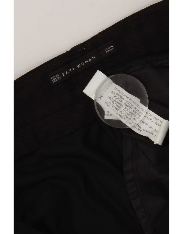 Zara Mujer Pantalón Capri Con Entrepierna Caída XL W36 L19 Poliéster Negro