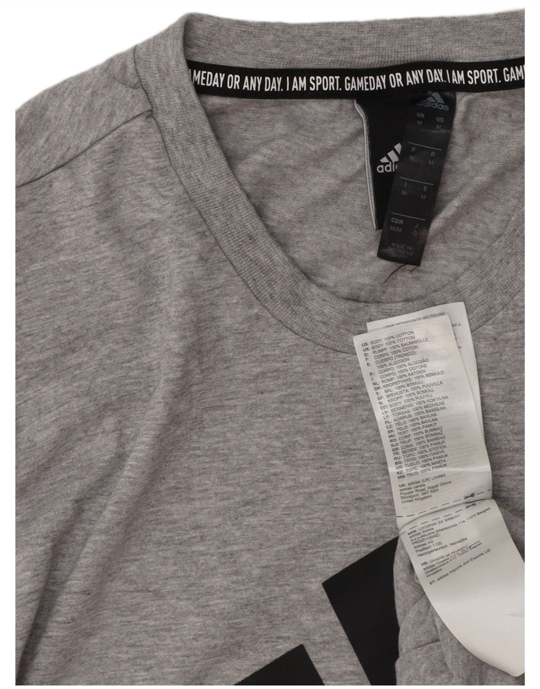 ADIDAS Camiseta gráfica para hombre Top de algodón moteado gris medio