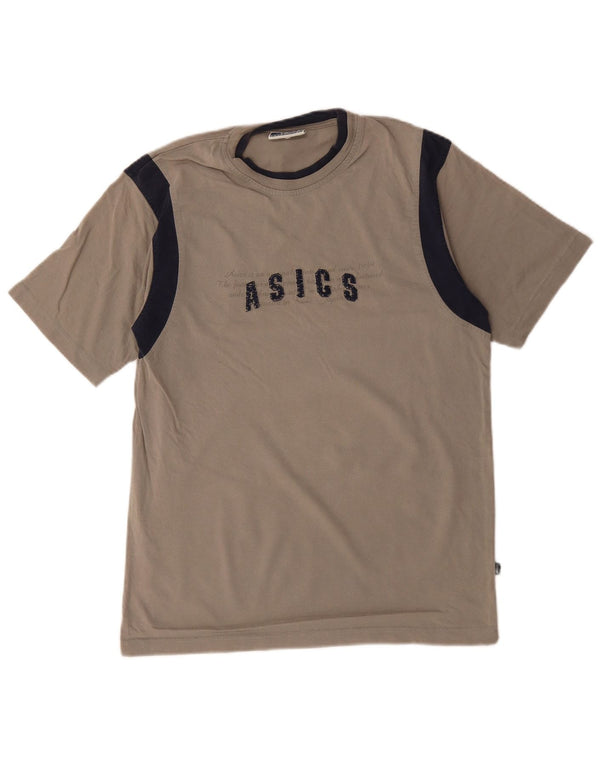 Asics Hombre Camiseta Gráfica Top Small Gris Colorblock Algodón