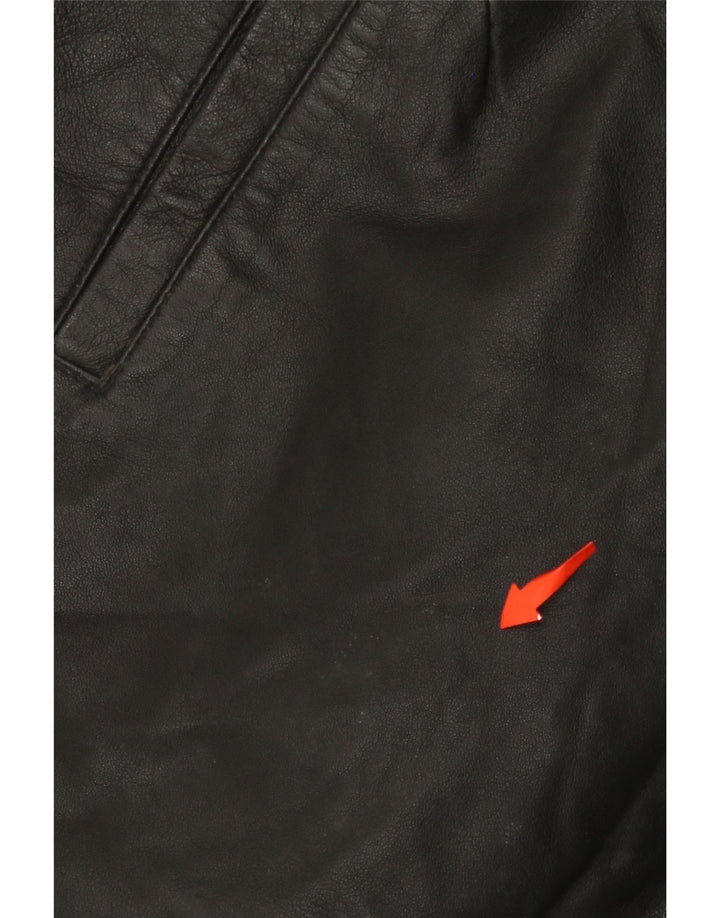 MISS JOY Pantalones cortos de cuero de cintura alta para mujer EU 38 Medium W25 Cuero negro