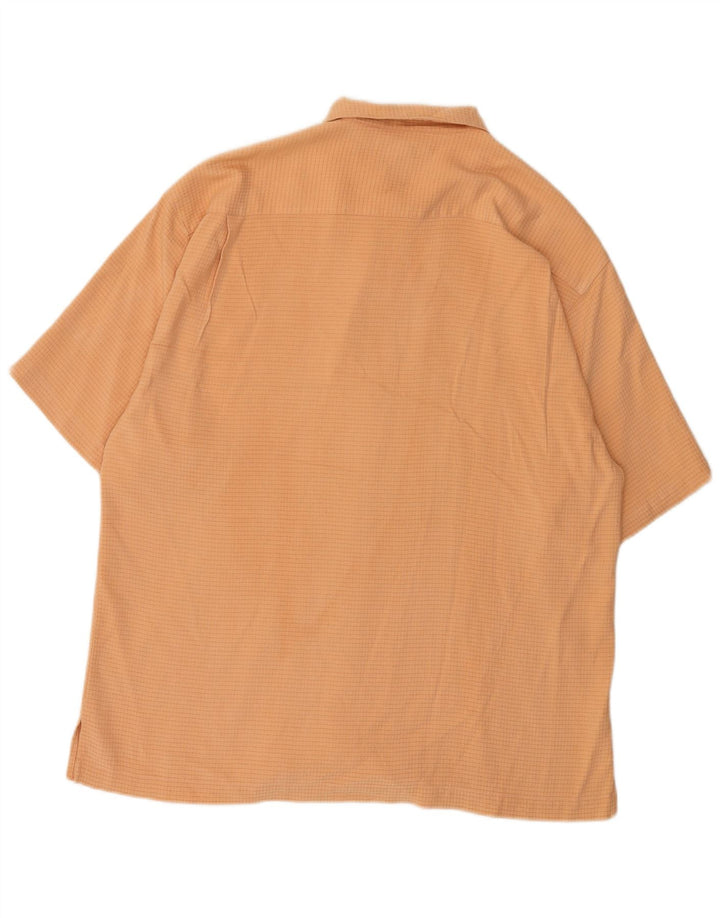 Tommy Bahama Camisa de manga corta para hombre de seda a cuadros naranja grande