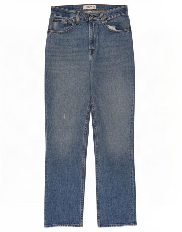 Abercrombie & Fitch Vaqueros rectos desgastados para mujer US 0 XS W25 L29 Azul