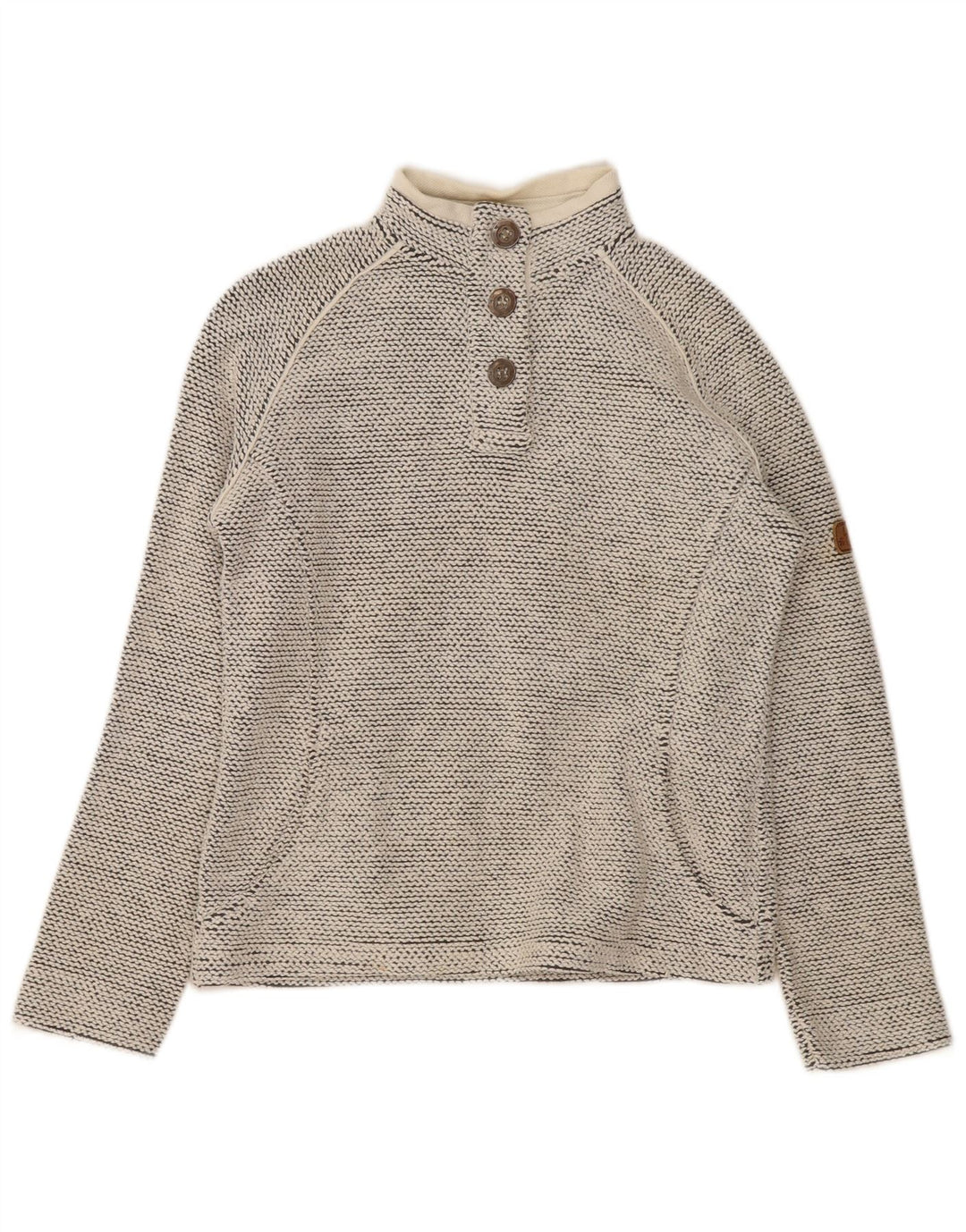 Weird Fish Sudadera con cuello y botones para mujer, talla 10, algodón gris pequeño