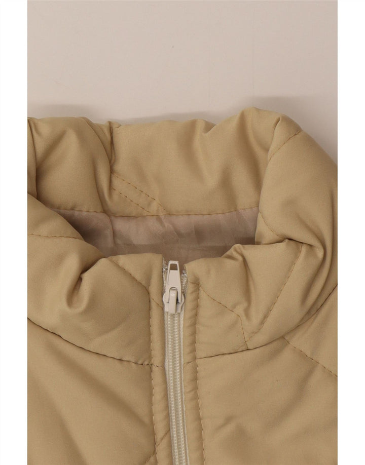 VINTAGE Mujer Acolchado Gilet Reino Unido 12 Medio Beige