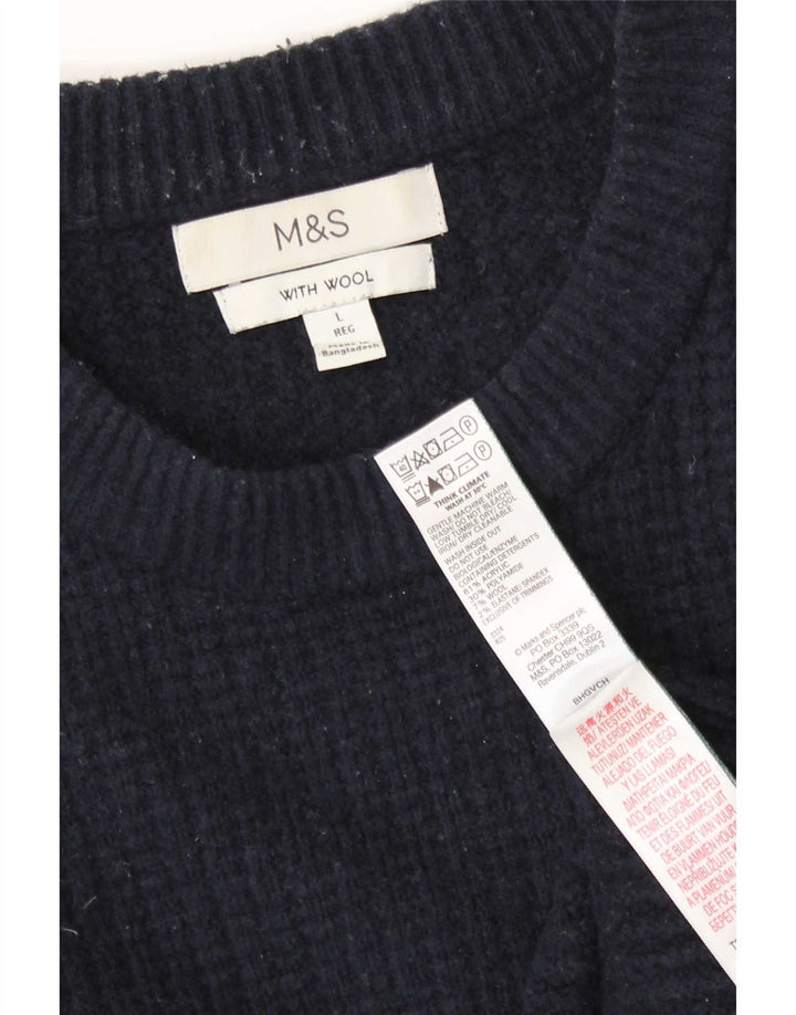 Marks & Spencer - Jersey de cuello redondo para hombre, talla grande, acrílico azul marino