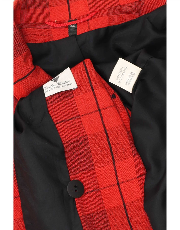 Vintage mujer chaqueta blazer de doble pecho EU 44 XL rojo comprobar viscosa