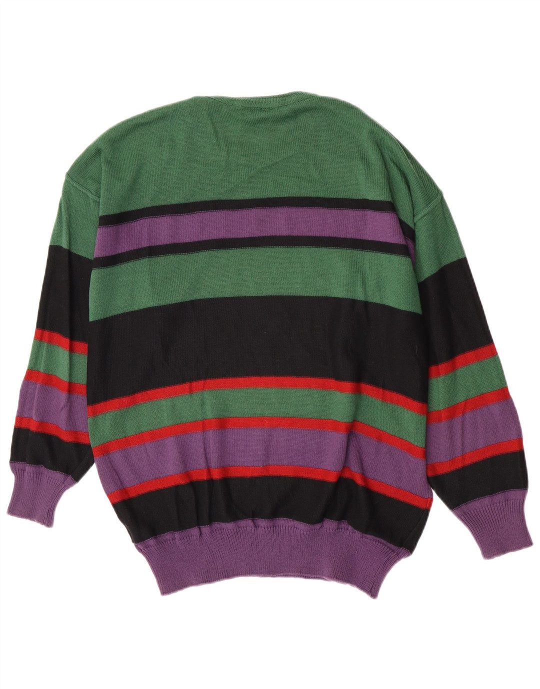 Baffo Jersey con cuello redondo para hombre, talla grande, color verde a rayas