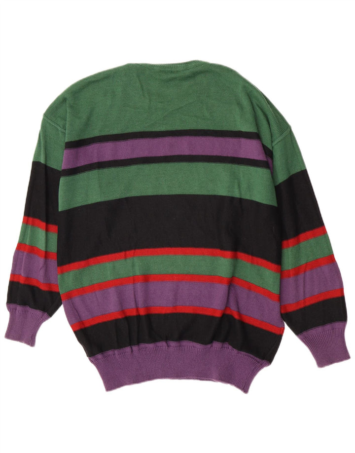 Baffo Jersey con cuello redondo para hombre, talla grande, color verde a rayas