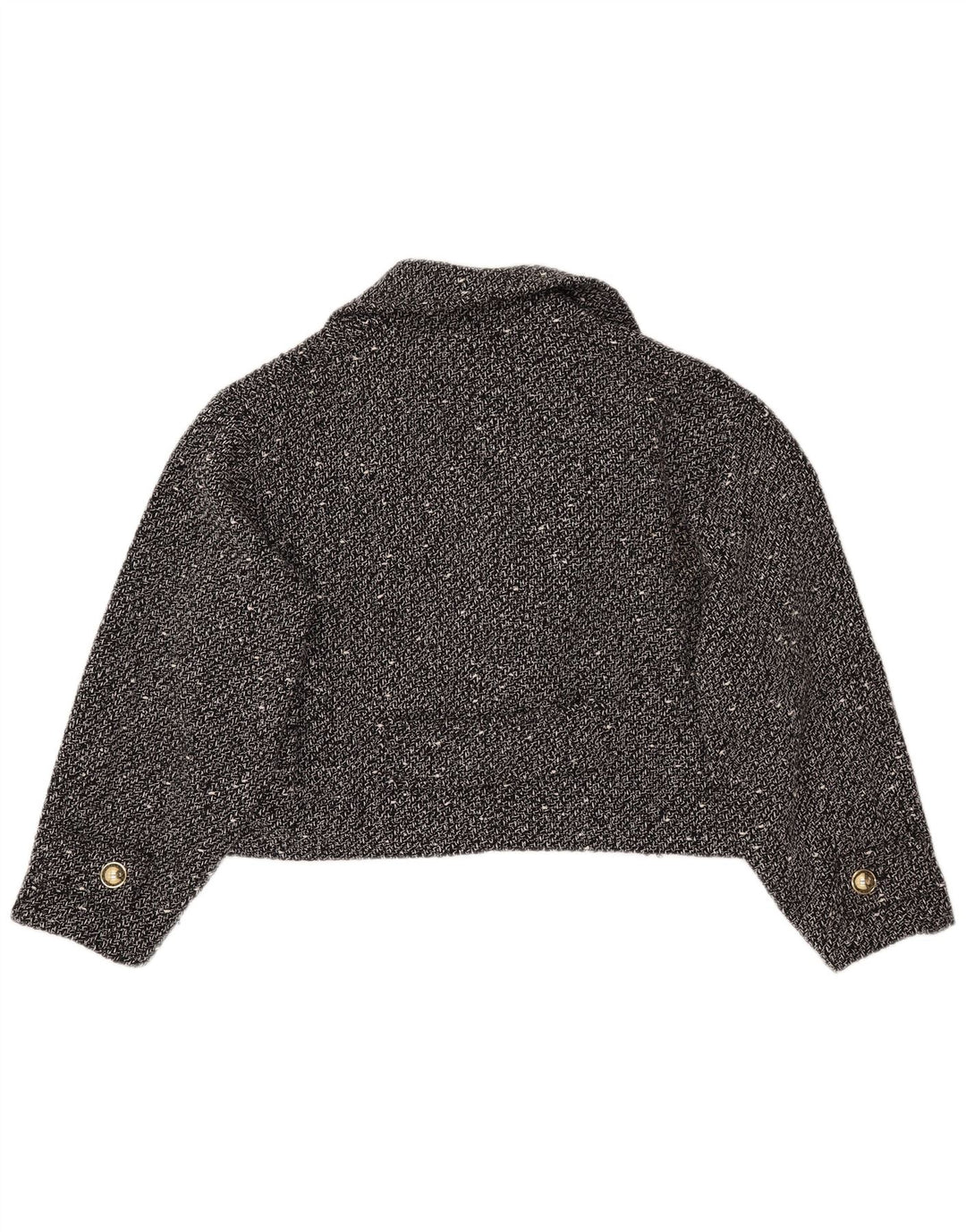 ZARA Mujer Chaqueta Corta Extragrande UK 40 XL Negro Moteado