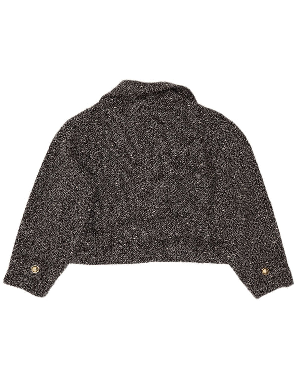 ZARA Mujer Chaqueta Corta Extragrande UK 40 XL Negro Moteado