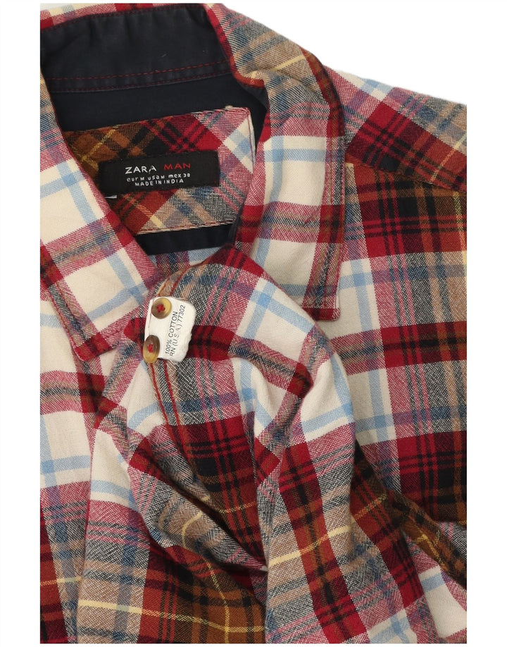 Zara Hombre Camisa Franela Mediana Cuadros Multicolor Algodón