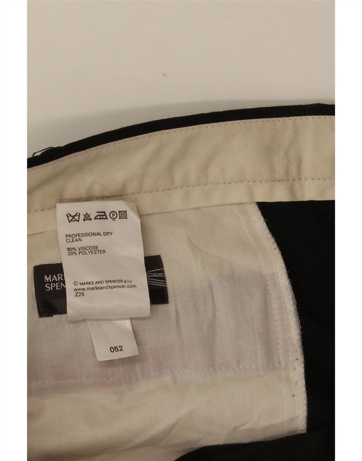 Marks & Spencer Pantalón de traje con pinzas para hombre W42 L33 Viscosa negra