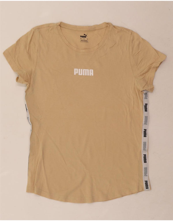 Puma Mujer Camiseta Gráfica Top UK 12 Medium Beige Colorblock