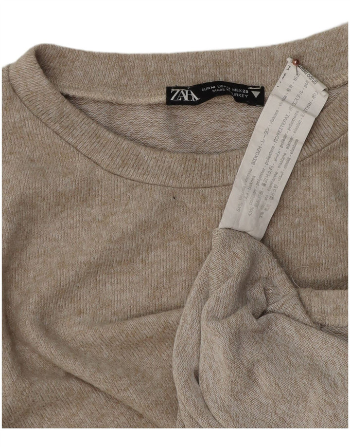 Zara Camiseta Mujer Top UK 40 Viscosa Beige Medio