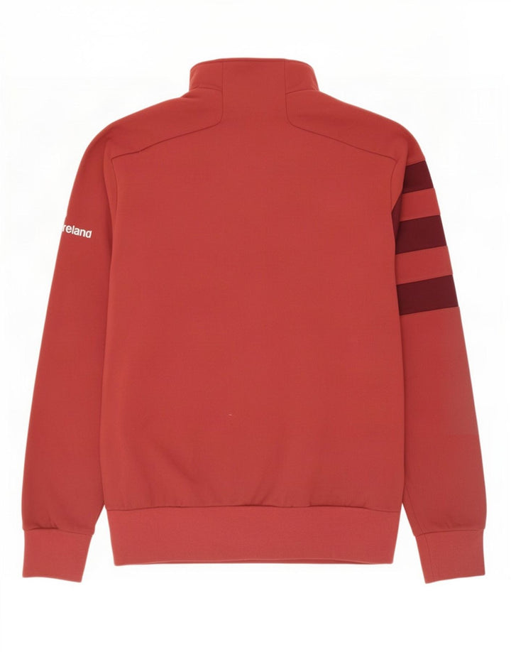 Adidas Mens Graphic Zip Neck Sudadera Jumper Grande Poliéster Rojo