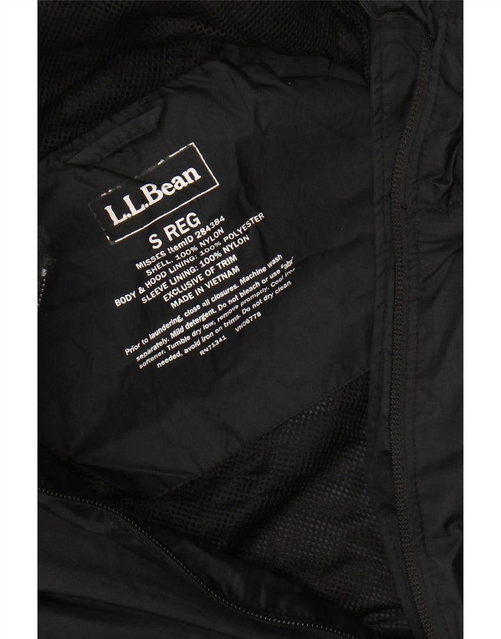 L.L.BEAN Chaqueta impermeable con capucha de gran tamaño para mujer UK 10 Small Black Nylon