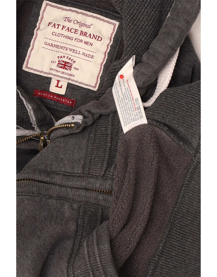 Sudadera con capucha y cremallera para hombre Fat Face Algodón gris grande