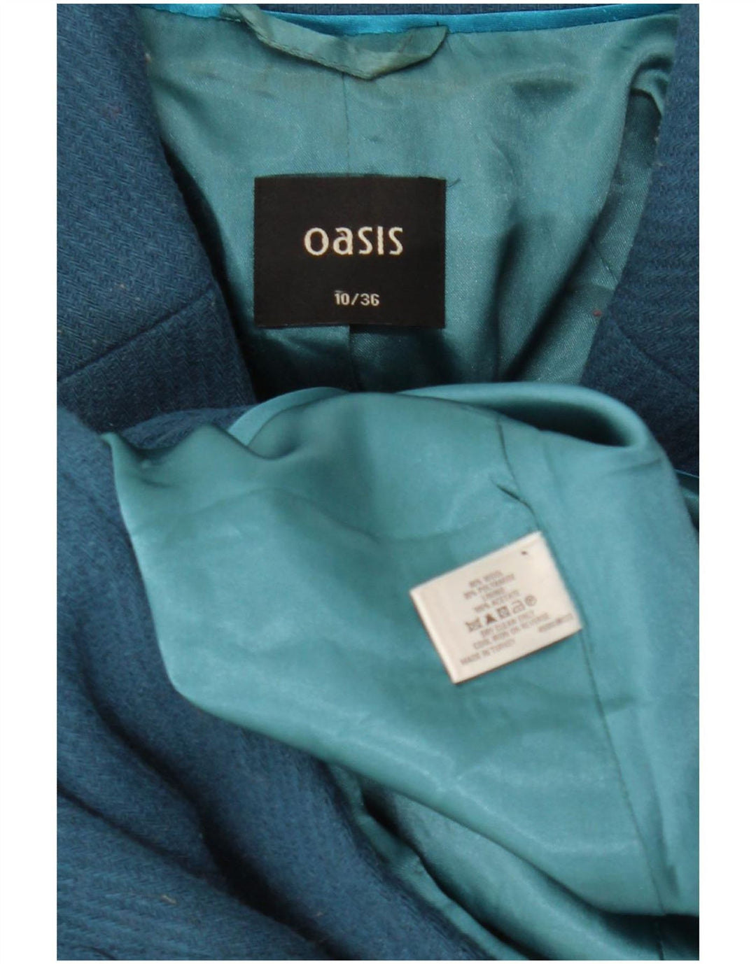 Abrigo Oasis Mujer UK 10 Small Lana Azul