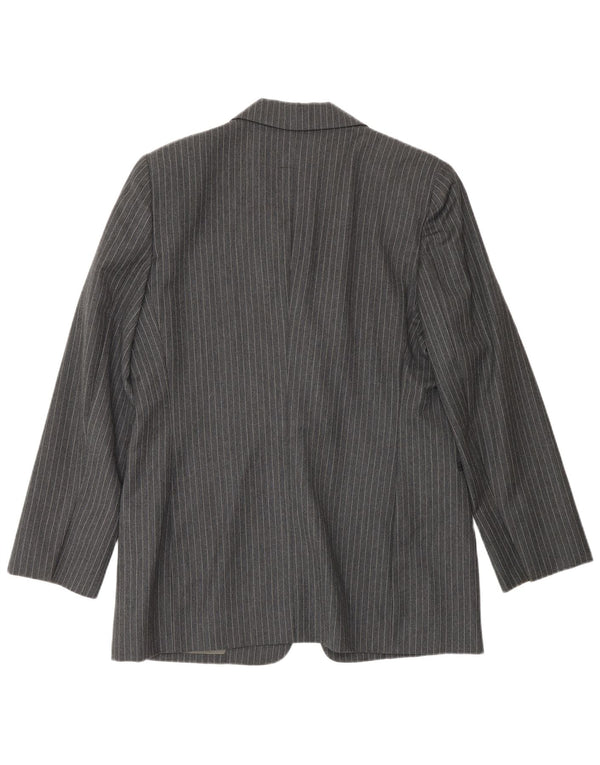 Ferre Mujer 001 1 Botón Blazer Chaqueta UK 46 Grande Gris Acetato De Rayas Pintadas