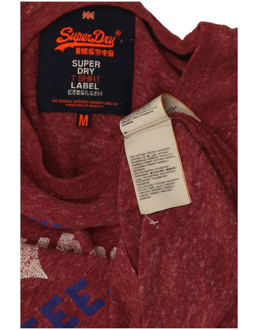 Superdry Camiseta gráfica para hombre Top de algodón moteado en rojo medio