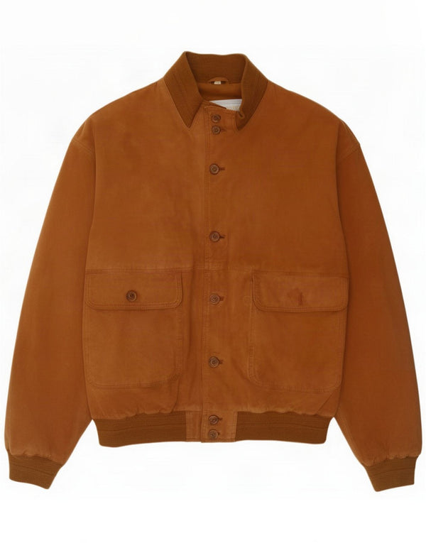 Chaqueta bomber de ante vintage para hombre UK 42 XL Cuero marrón
