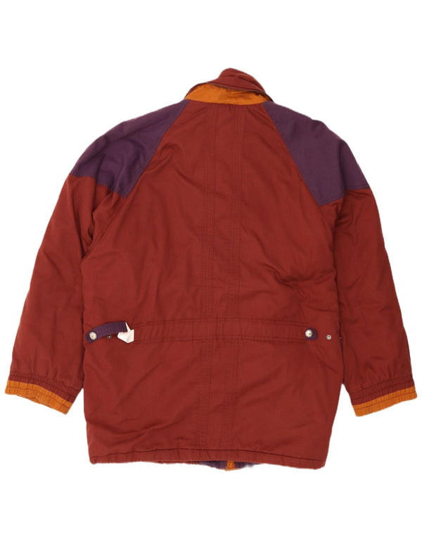 Vintage hombres cortavientos chaqueta Reino Unido 42 XL granate colorblock