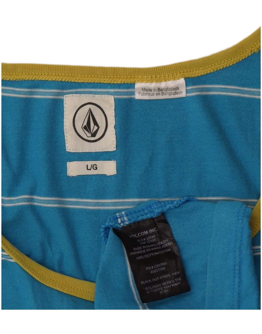 Volcom - Camiseta sin mangas para hombre, talla grande, algodón a rayas azules