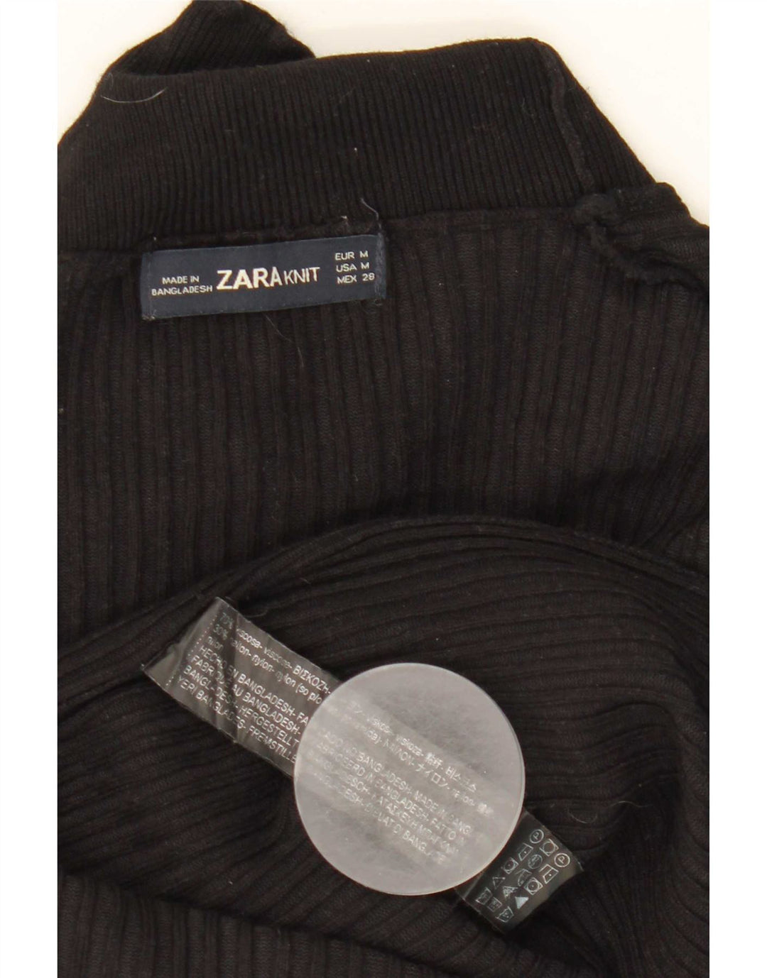 Zara - Jersey con cuello alto para mujer, talla M, viscosa negra
