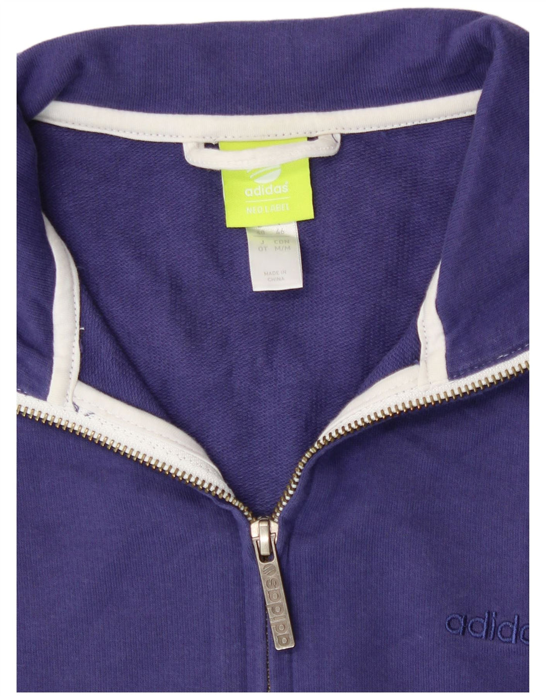 Adidas Mujer Neo Label Chándal Top Chaqueta UK 14 Medio Azul Algodón