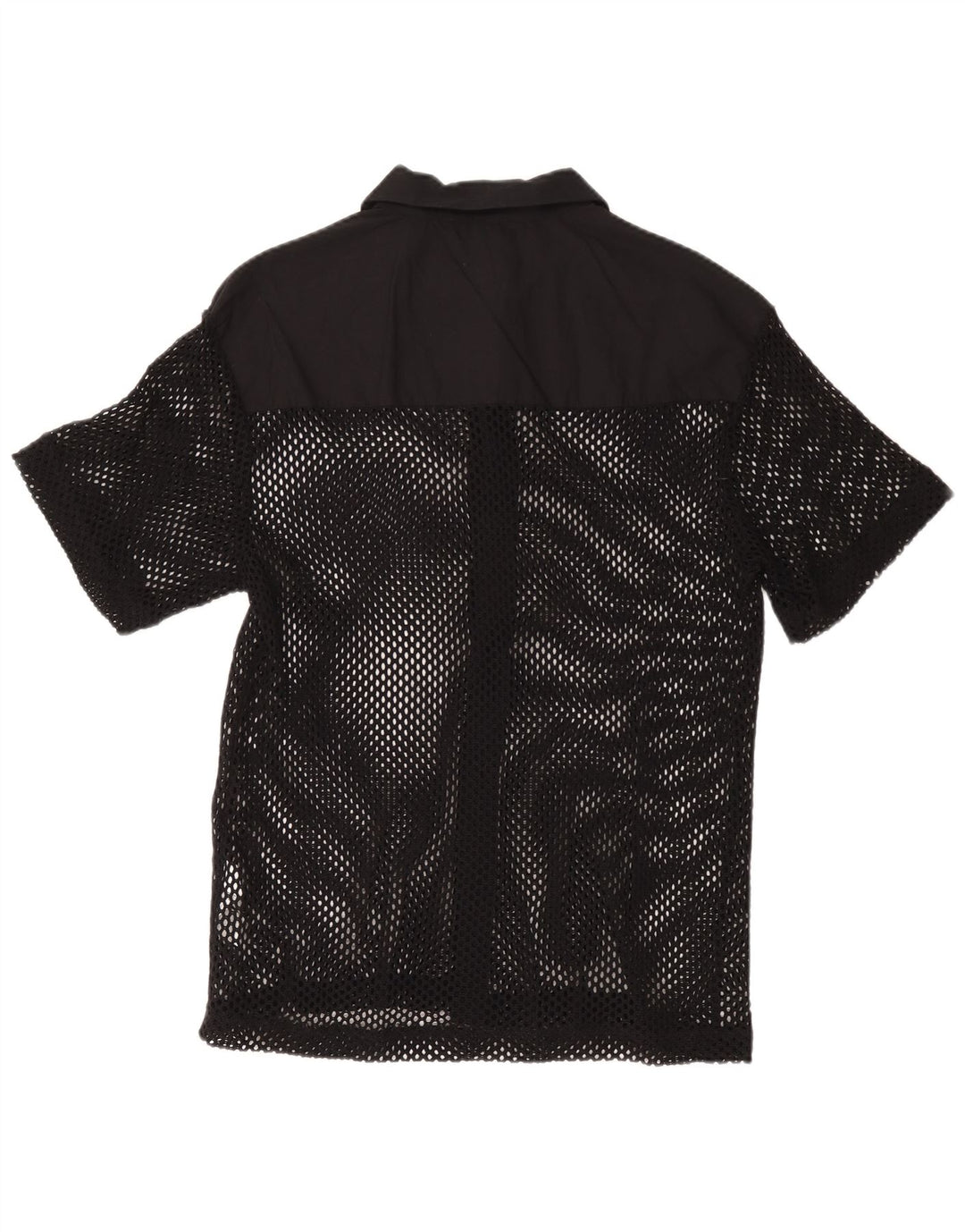 Zara Hombre Camisa Manga Corta Mediana Negro Algodón